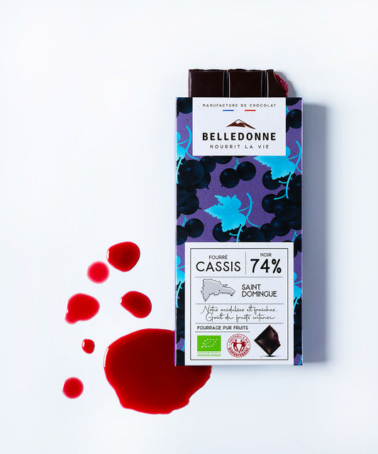 Tablette fourrée - chocolat noir 74% cassis - 2